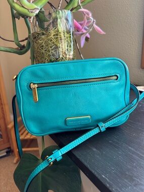 Marc By Marc Jacobs Turquoise Leather Crossbody with Gold Hardware